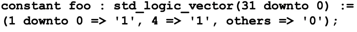 Inizializzazione std_logic_vector, assegnando 'bit per bit' 